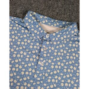 Straight Down Golf Polo Shirt Mens 2XL Blue Beverage All‎ Over Print w/Logo